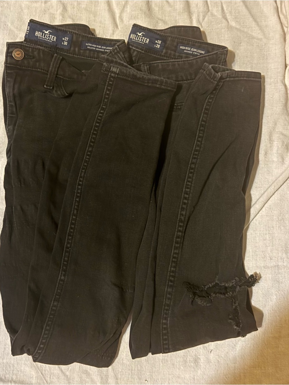 (2 pack) Hollister Women's Black Skinny Jeans - High Rise Stretch